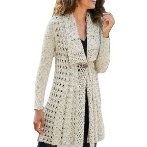 Soft Surroundings Teressa Crochet Cardigan in Winter White Size M